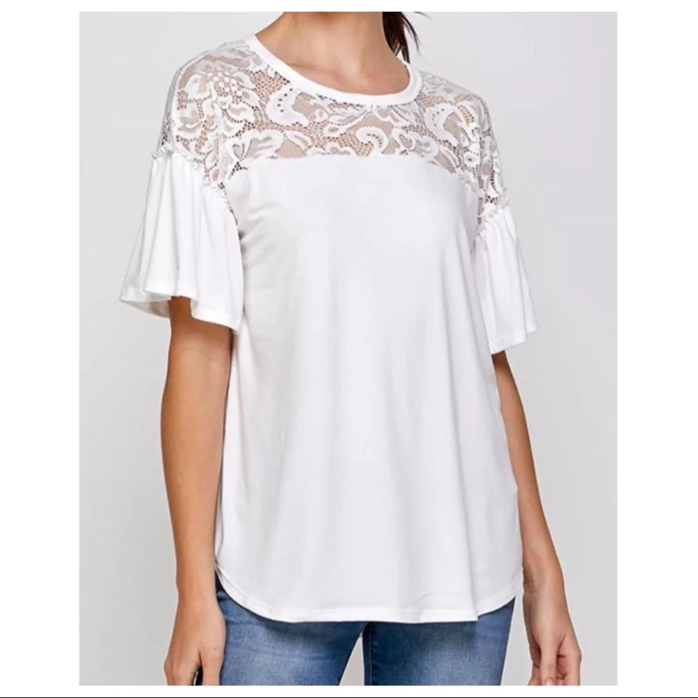 #13 Boho Chic Fabulous Lace Trim Tunic Top - Picture 2 of 5